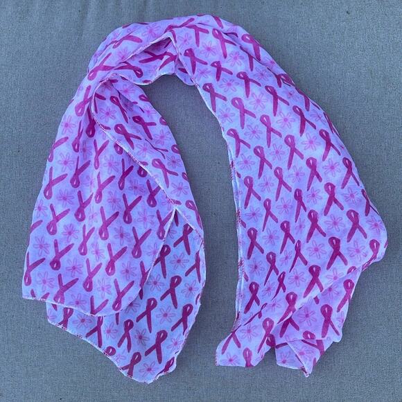 Breast Cancer Pink Ribbon Scarf - Picture 2 of 5